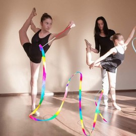 LiFangSotre 4PCS Dance Ribbons Rhythmic Rubans de Gymnastique,Ruban de Gymnastique Rythmique de serpentins Arc-en-Ciel,pour la Formation de Cirque de Danse Artistique pour Enfants 2 mètres B09W5V2WVJ