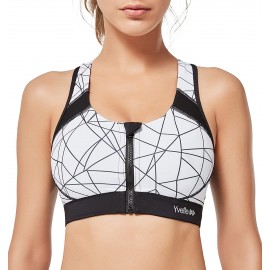 Yvette Femme Soutien-Gorge de Sport Avant Zipper Push Up Bra Vest sous-vêtements de Sport pour Fitness Yoga Course B09TD7C1Y4