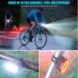 Phantasy Lumières de vélo LED lumières de vélo rechargeables USB étanches kit lumière de vélo avant et arrière pour vélo accessoires de vélo et VTT kit vélo B09JHDLD9Z