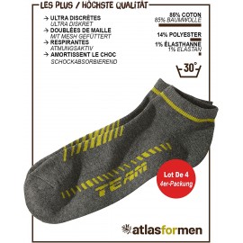 ATLAS FOR MEN Lot 4 Chaussettes Basses Homme Sport Socquettes en Coton Respirantes. Chaussettes Courtes Discrètes et Confortables B096SPHYX5