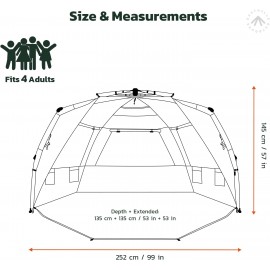Easthills Outdoors Instant Shader Silver Shelter Tente de plage XL 251,5 cm de large pour 4 à 6 personnes UPF 50+ – Réfléchissant la chaleur et bloquant la lumière B09T6LJSGP