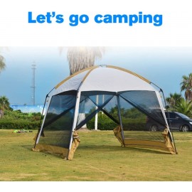 HEBEHO Tente d'abri de dôme de Camping avec moustiquaire pour 5 à 8 Personnes Tente d'événement d'abri Solaire résistant aux UV pour fête Jardin terrasse 330 × 330 × 240 cm Kaki B09XK352VX
