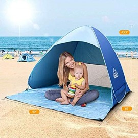 Oyfel. Tente de plage avec Protection UV 50 Dès Structure pop-up légère se plie et se range facilement dans un sac Tente de Plage 2 ou 3 Personne Pop-up Automatique Abris de Plage Anti UV50 + Portable B07TX7RVCX