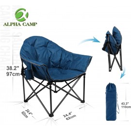 ALPHA CAMP Chaise de camping pliable rembourrée avec porte-gobelet fauteuil de camping avec sac de transport idéal pour l'extérieur l'intérieur balcon salon bureau jusqu'à 160 kg bleu foncé B08PKM7V4V