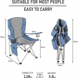 Homecall Chaise de camping pliable avec poche latérale Gris bleu B07ZPL5MDM