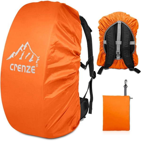 Crenze Housse de pluie pour sac à dos 15-90 l housse imperméable réfléchissante idéale pour randonnée camping voyage cyclisme Orange. XL:50-70L B07V4CJP3L