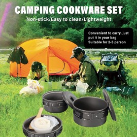 Lixada Ensemble de cuisine portable anti-adhésif pour camping pique-nique randonnée randonnée Légers et durables B09PDSTC4W