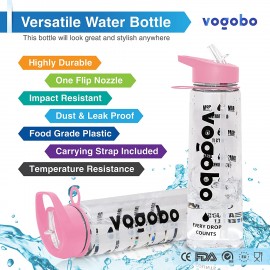 Vogobo Bouteille d'eau de 900 ml Anti-fuite Avec boucle paille et marquage de temps motivant Plastique sans BPA réutilisable et résistant à la chaleur B097C2FFVR