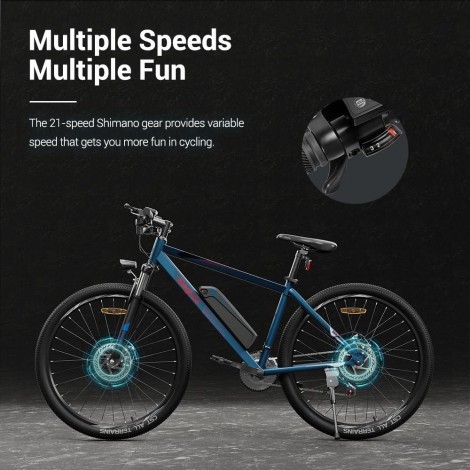 Eleglide M1 Vélo Électrique,Vélo de Montagne électrique 27,5,VTT Électrique avec Batterie 7,5Ah Amovible écran LED Shimano 21 Vitesses e-Bike Urbain pour Adulte B099YTQSVQ