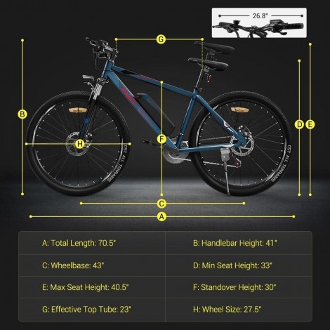 Eleglide M1 Vélo Électrique,Vélo de Montagne électrique 27,5,VTT Électrique avec Batterie 7,5Ah Amovible écran LED Shimano 21 Vitesses e-Bike Urbain pour Adulte B099YTQSVQ