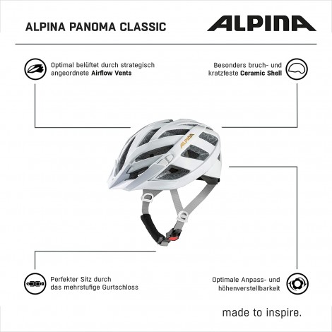 ALPINA PANOMA Classic Casques de vélo Women's White-Prosecco 52-57 cm B07FQLMM3T