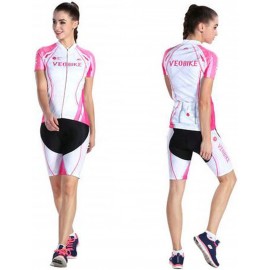 Generic Femme coloré de Cyclisme Suit Jersey et Pantalon d'extérieur Vêtements de Sport avec Manches Courtes en Lycra + Fil de Soie Pink+White B073SWLVS1